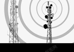 灰色塔灰色卫星塔和发射信号矢量图高清图片