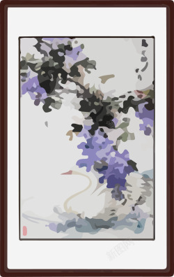 紫色鸭子手绘国画高清图片