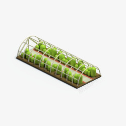 高端绿色3D足球场地可爱的蔬菜大棚模型高清图片