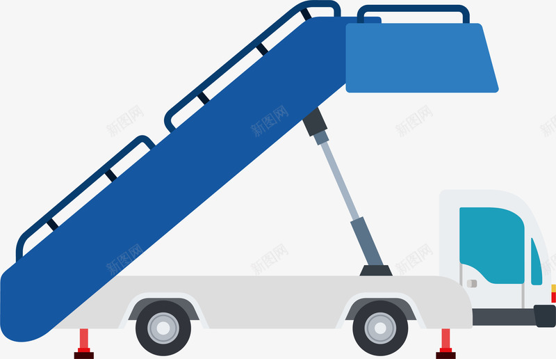 蓝白色卡车png免抠素材_新图网 https://ixintu.com 卡车 手绘 支撑 架起 蓝白色 车头 轮胎