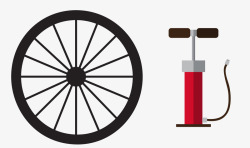 自行车打气筒自行车轮胎和打气筒高清图片