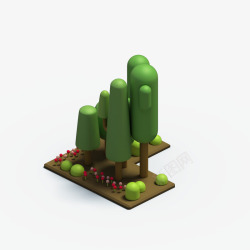树林灌木创意的树木3D模型高清图片