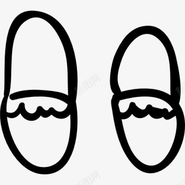 家居鞋轮廓手工符号图标图标