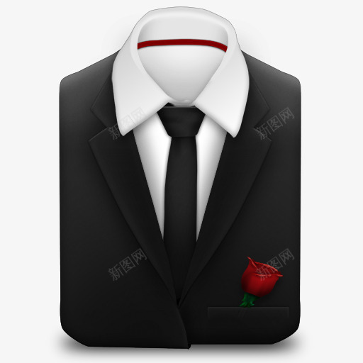 经理西装黑色领带玫瑰图标png_新图网 https://ixintu.com black manager rose suit tie 玫瑰 经理 西装 领带 黑色的
