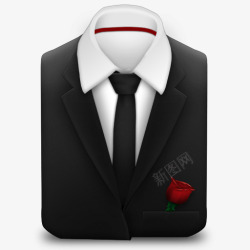 suit经理西装黑色领带玫瑰图标高清图片