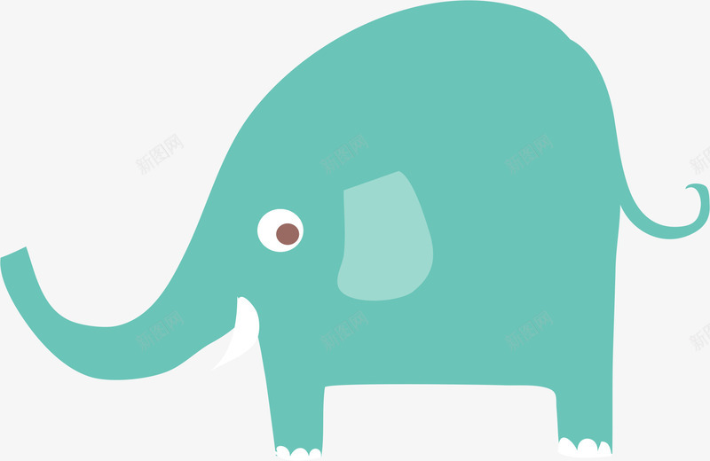 蓝绿色大象png免抠素材_新图网 https://ixintu.com AI 动物 卡通 可爱 大象 手绘 线条 绿色 蓝绿色 蓝色