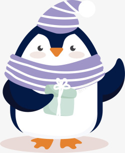 帽子企鹅紫色帽子卡通风格企鹅高清图片