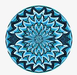 手绘蓝色波浪纹样圆形素材