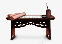 古代木质书桌装饰图案素材