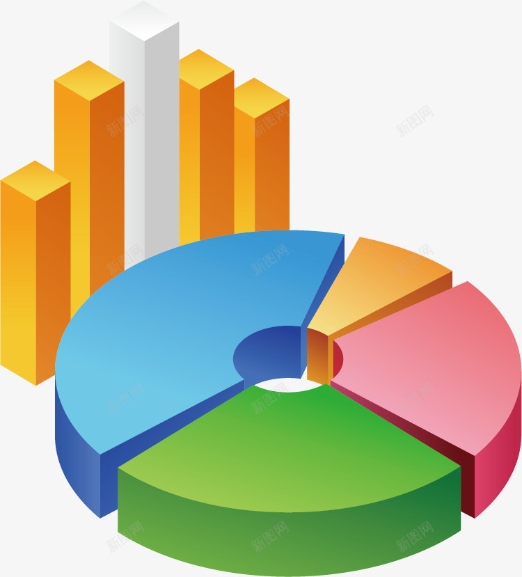 创意PPT元素信息png免抠素材_新图网 https://ixintu.com 3D信息图表 PPT信息图表 PPT图表 信息图表 信息标签 信息选项 扇形图 数据分析 柱形图 演示图形
