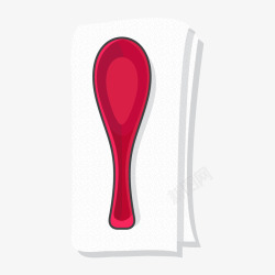 灰色纸巾红色的勺子和灰色纸巾矢量图高清图片