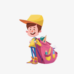 背着书包的男孩素材