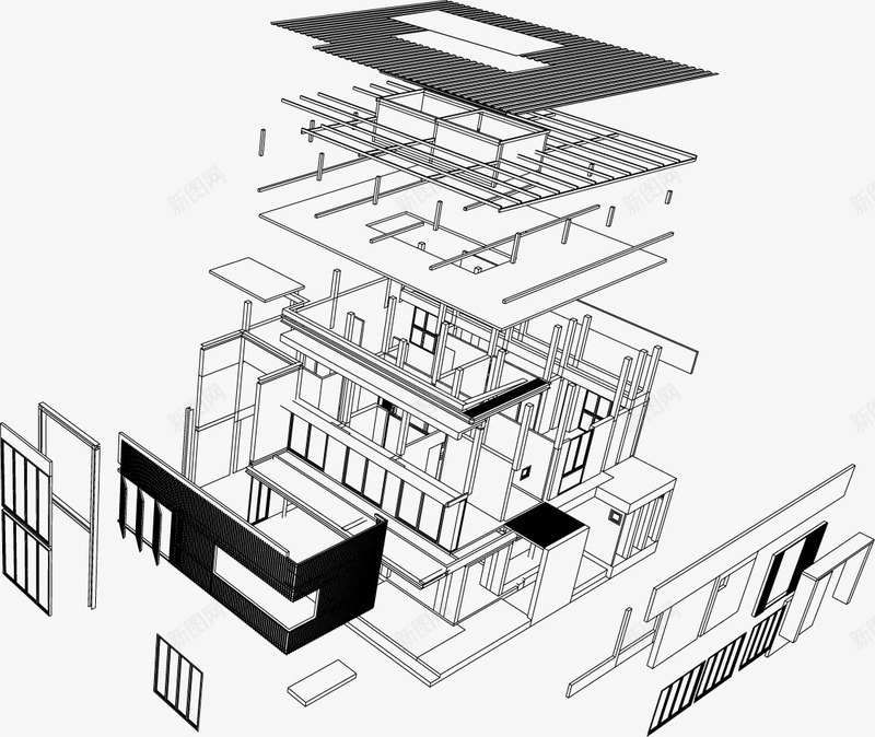 手工拼图房屋矢量图eps免抠素材_新图网 https://ixintu.com 3D拼图 房屋拼图 手工 拼图 拼图图纸 矢量素材 矢量图