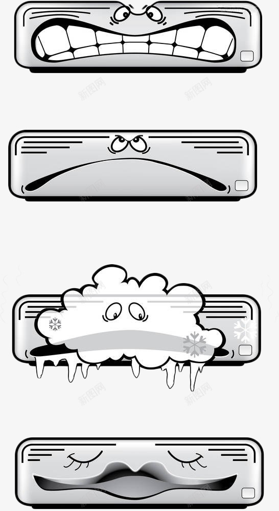 手绘卡通空调png免抠素材_新图网 https://ixintu.com 卡通 家电 手绘 灰色 电器 空调 空调风