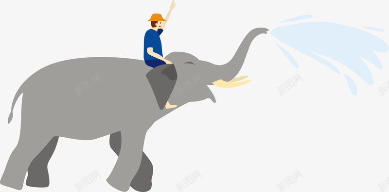 灰色喷水大象png免抠素材_新图网 https://ixintu.com 免抠PNG 动物 喷水 大象 灰色 装饰图案