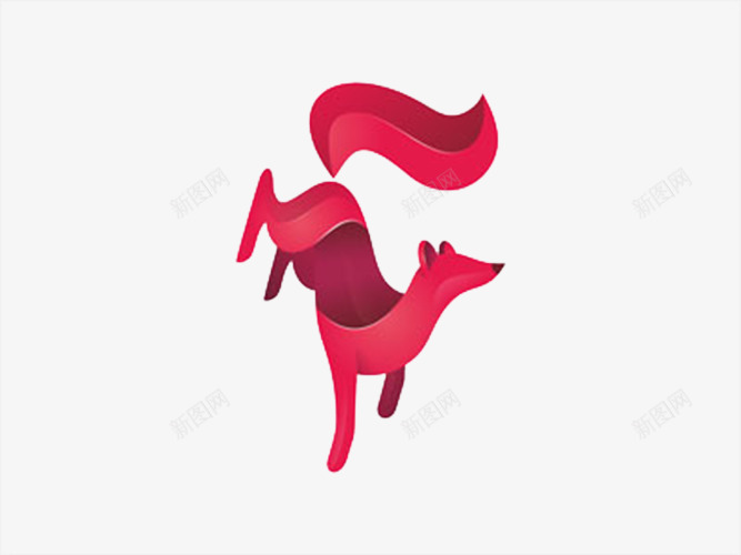 红色渐变折纸重叠动物图案图标png_新图网 https://ixintu.com logo设计 创意 大气