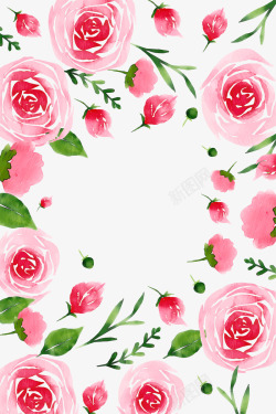 矢量做旧纹理粉色情人节玫瑰框架高清图片