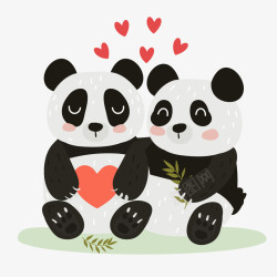 爱情熊猫灰色圆弧小熊卡通插画矢量图高清图片