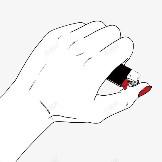 红指甲的手拿着倒放的打火机psd免抠素材_新图网 https://ixintu.com 坏女人 手控福利 手绘 特写 红指甲 酷女孩