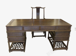 桌椅套装大气复古家具实木书房桌椅套装免高清图片
