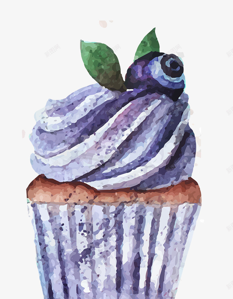 蓝莓冰淇淋蛋糕png免抠素材_新图网 https://ixintu.com 冰淇淋 手绘 水果蛋糕 糕点 紫色 蓝莓 装饰图案