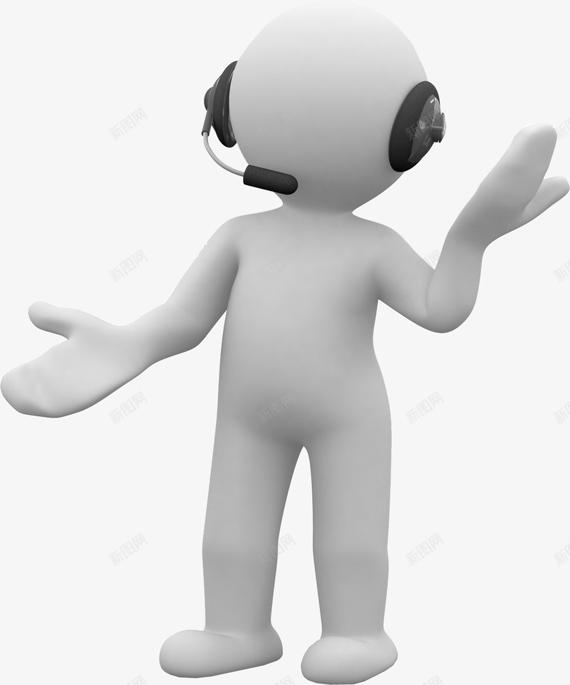 3D立体小人png免抠素材_新图网 https://ixintu.com 3D 卡通 戴耳机 手绘 立体小人