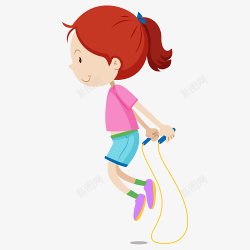 跳绳的小女孩人物png免抠素材_新图网 https://ixintu.com 人物设计 卡通 可爱 小女孩 彩色 校园运动会 跳绳