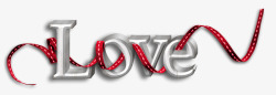 love爱英文红缎带缠绕艺术字素材