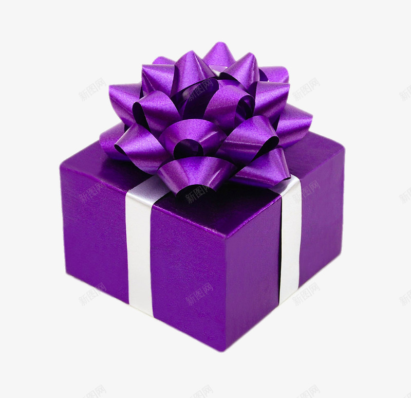 紫色礼物盒png免抠素材_新图网 https://ixintu.com 丝带 免费png素材 生活百科 白色 礼物盒