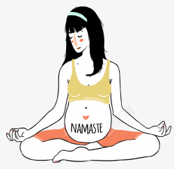 坐瑜伽孕妈做瑜伽手绘图高清图片