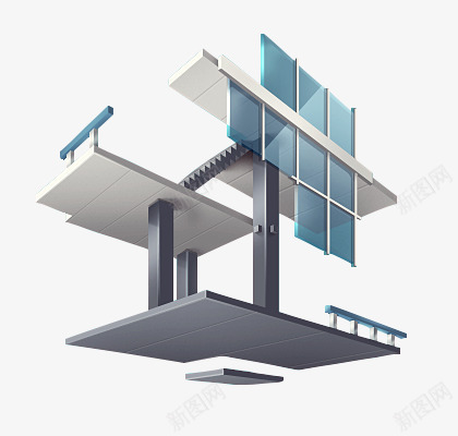 室内3Dpsd免抠素材_新图网 https://ixintu.com 室内设计 立体空间 简约 蓝色