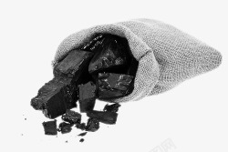 黑煤灰色袋子倒出的煤高清图片