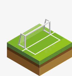 高端绿色3D足球场地足球场足球网矢量图高清图片