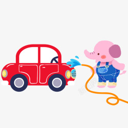 洗车的大象动物矢量图素材