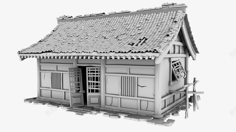 3D破旧房屋png免抠素材_新图网 https://ixintu.com 3D 3DMAX制作 3dmax 屋子 房屋 木屋 破旧屋