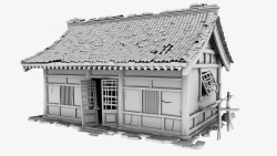 破旧木屋装饰画3D破旧房屋高清图片