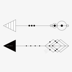 横向箭头PNG免抠横向黑白色创意抽象箭头弓箭矢量图图标高清图片