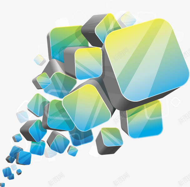 科技背景装饰矢量图ai免抠素材_新图网 https://ixintu.com 3D小碎块 几何 方块 碎块装饰 立体方块 矢量图