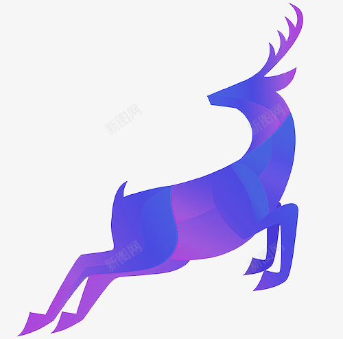 卡通小鹿png免抠素材_新图网 https://ixintu.com 剪影 动物 卡通 小鹿 手绘 水彩 紫色 蓝色 装饰