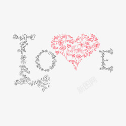 LOVE花朵矢量图素材