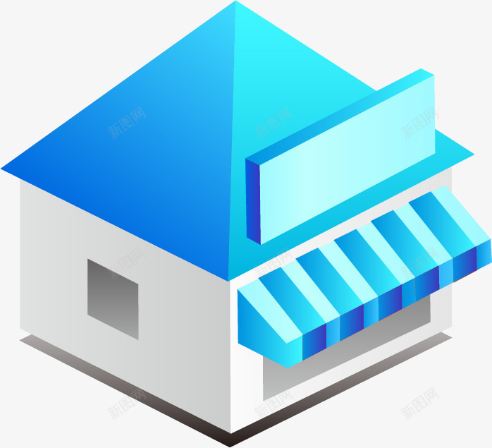 蓝色屋顶房子png免抠素材_新图网 https://ixintu.com UI 卡通 商店 建筑 房子 手绘