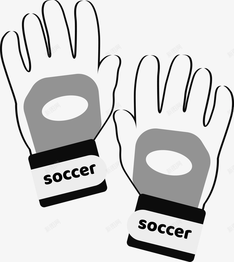 卡通手绘黑白手套案矢量图图标ai_新图网 https://ixintu.com 世界杯 卡通图标UI设计 图标 足球 足球比赛 黑白手套 黑白手套图标设计 矢量图