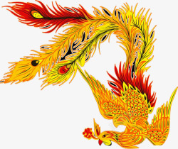 黄金耳饰矢量插画金色凤凰高清图片