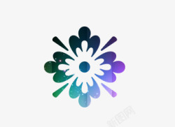 蓝紫色扁平化花朵图案素材