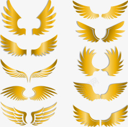 翅膀形状彩绘金色翅膀高清图片