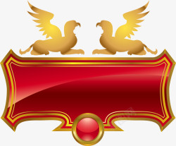 金边标志红色狮鹫徽章高清图片