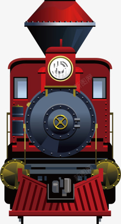 红色小火车3D复古立体红色火车头高清图片
