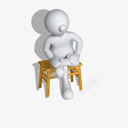 坐凳子上的小人3D小人高清图片