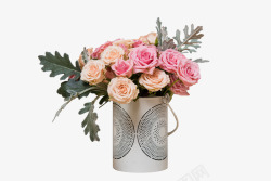 花瓶插画实物鲜花桶玫瑰花高清图片