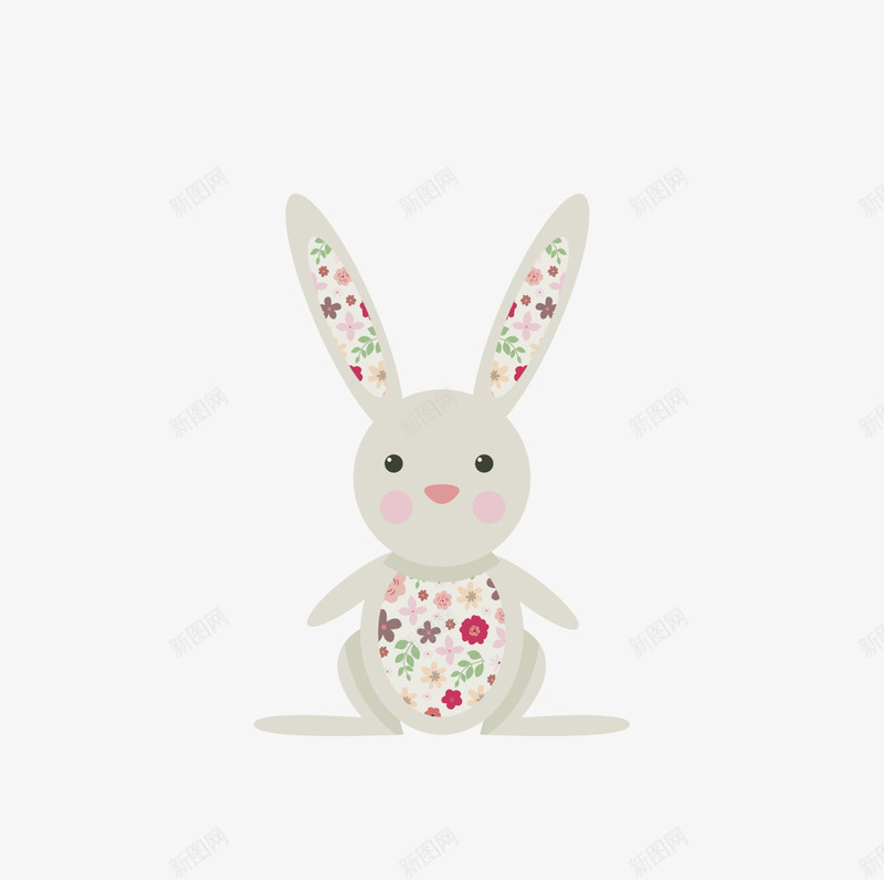 花兔子png免抠素材_新图网 https://ixintu.com 日系卡通动物 森女系动物 浅灰色动物 超可爱动物
